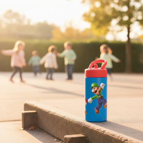 Bouteille isotherme super mario 410 ml – poignée intégrée, pvc Bleu / rouge 2 - vertbaudet enfant 