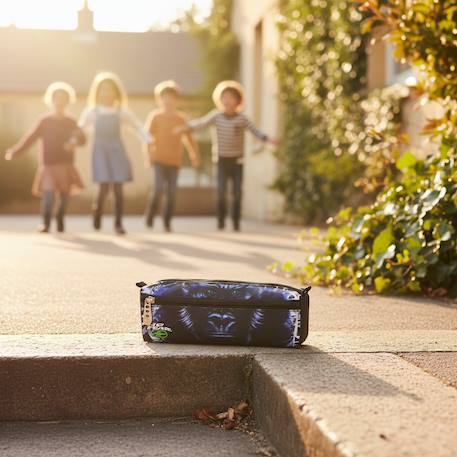 Trousse no fear motif gorille textile doux deux compartiments Noir / bleu / vert 2 - vertbaudet enfant 