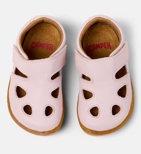 Sandales fille cuir peu cami Rose pastel 3 - vertbaudet enfant 