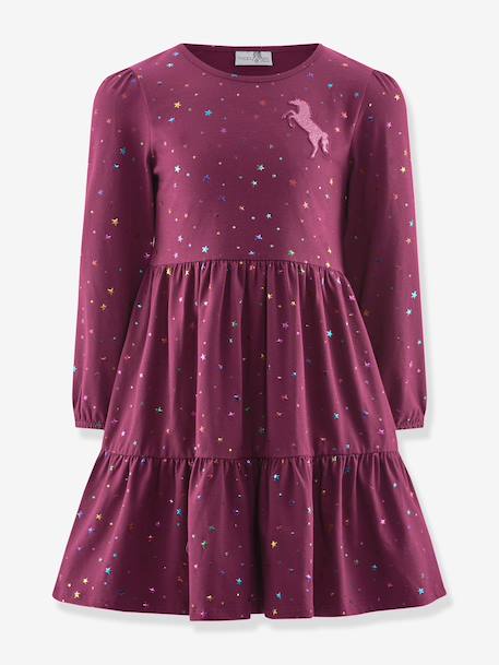 Robe avec licorne et étoiles fille Happy Girls bordeaux 1 - vertbaudet enfant 