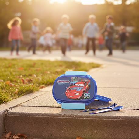 Set boîte à repas avec couverts cars – pvc 17 x 12 x 7 cm Bleu / bleu / ciel / bleu 2 - vertbaudet enfant 
