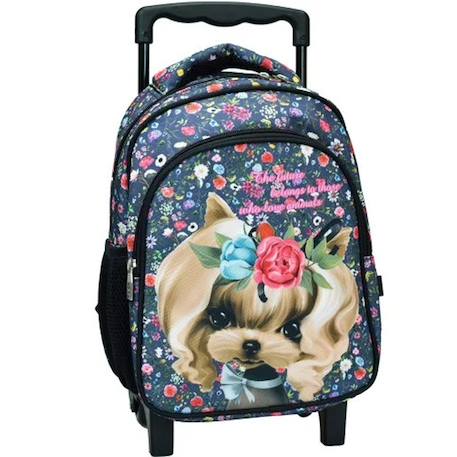 Fille-Accessoires-Sac à dos à roulettes chien yorke - poignée télescopique