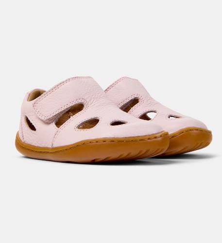 Sandales fille cuir peu cami Rose pastel 2 - vertbaudet enfant 