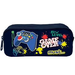 Jouet-Matériel scolaire-Trousse cmp motif jeu vidéo game over en tissu 2 compartiments