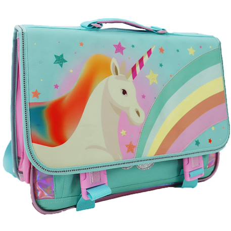 Fille-Accessoires-Cartable imprimé licorne et arc-en-ciel en tissu synthétique