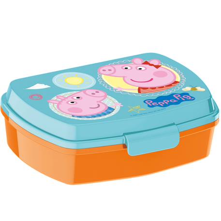 Boîte goûter pvc peppa pig – couvercle à charnière – 17 cm Bleu / orange / clair 1 - vertbaudet enfant 