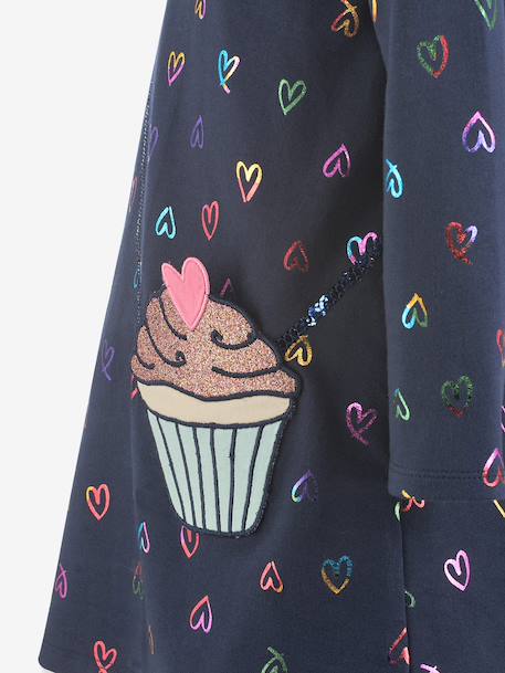 Robe avec cœurs et cupcake fille Happy Girls marine+rose bonbon 3 - vertbaudet enfant 