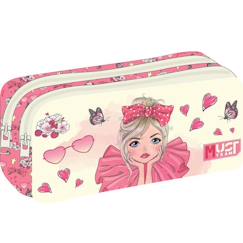 -Trousse rectangulaire must team pretty girl à 2 compartiments zippés