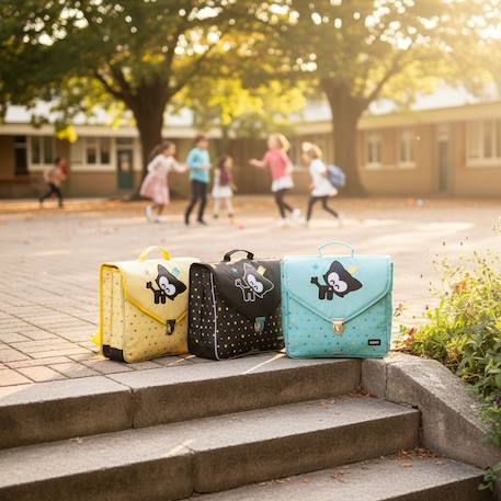 Cartable motif chat synthétique brillant Bleu+Jaune+Noir / blanc / gris 6 - vertbaudet enfant 