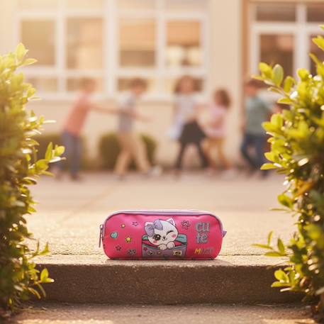 Trousse rectangulaire en toile motif chaton team love Rose 2 - vertbaudet enfant 