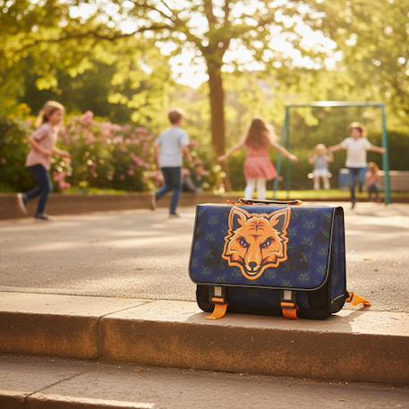 Cartable pour enfant renard 2 compartiments 41 cm Bleu / orange 2 - vertbaudet enfant 