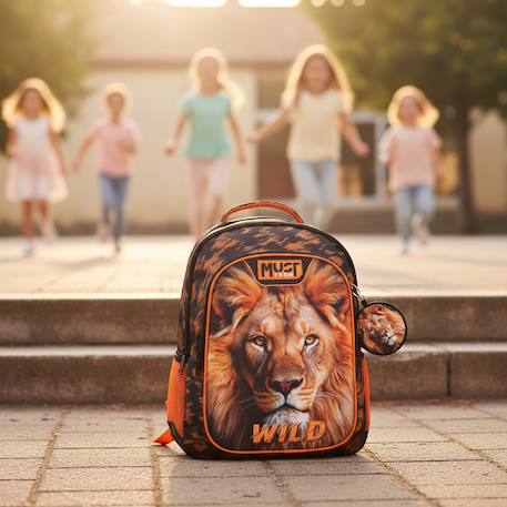 Sac à dos enfant cmp must lion wild 43 cm 2 compartiments zippés Orange 2 - vertbaudet enfant 