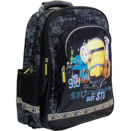 Garçon-Sac à dos minions à panneau imprimé brillant et dos renforcé