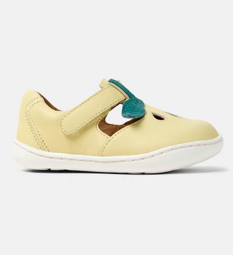 Sandales fille cuir peu cami twins Jaune pastel 1 - vertbaudet enfant 