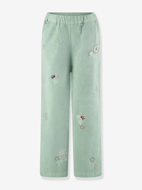 Fille-Pantalon en velours côtelé avec fleurs fille Happy Girls 