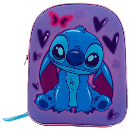 Sac à dos maternelle stitch love motif cœurs et papillons 32 cm Bleu / rose / bleu 1 - vertbaudet enfant 