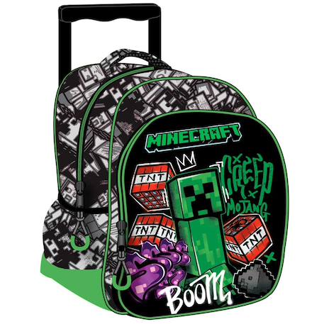Sac à dos avec roulettes minecraft metro art 30 cm - trolley maternelle Noir / vert / gris 1 - vertbaudet enfant 
