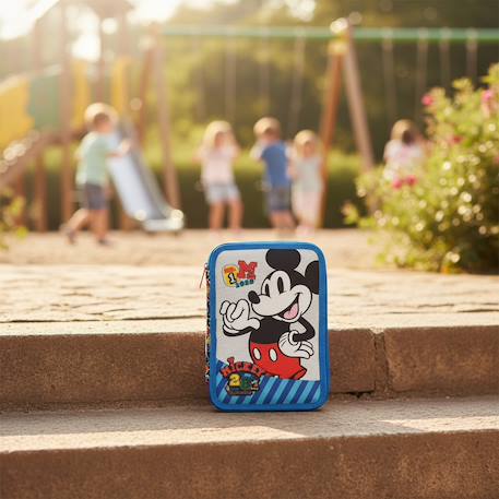 Trousse remplie mickey 2 compartiments tissu imprimé Blanc / rouge / blanc 2 - vertbaudet enfant 