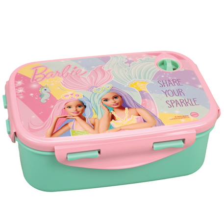 Boîte à goûter barbie mermaid arc-en-ciel en pvc 17 cm Blanc / rose / clair / gris 1 - vertbaudet enfant 