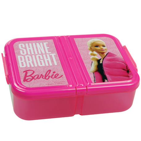 Boîte à repas 3 compartiments barbie shine bright – plastique sans bpa – fermeture à clips Rose 1 - vertbaudet enfant 