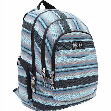 Sac à dos canvas cmp street - rayures horizontales 2 compartiments 46 cm Bleu ciel 1 - vertbaudet enfant 