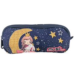 -Trousse rectangulaire 2 compartiments girl moon 21 cm