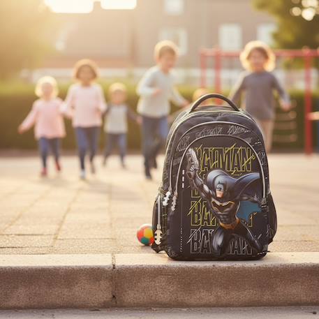 Sac à dos anatomique batman en tissu graffiti Noir / blanc / gris 2 - vertbaudet enfant 