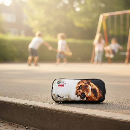 Trousse ovale imprimé tête de lion en tissu Noir / beige / blanc 2 - vertbaudet enfant 