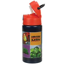Puériculture-Gourde aluminium avengers avec paille 50 cl – bouchon flip-top