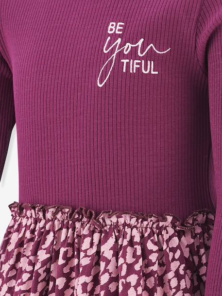 Robe avec jupe imprimée et inscription fille Happy Girls bordeaux 3 - vertbaudet enfant 