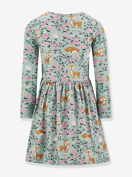 Robe avec biches et fleurs fille Happy Girls bordeaux+vert sauge 4 - vertbaudet enfant 