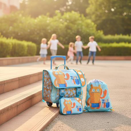 Ensemble cartable à roulettes 41 cm + sac de sport + trousse uglydolls Bleu / orange 2 - vertbaudet enfant 