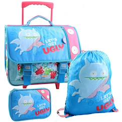 -Cartable à roulettes 3 pièces motif ice-bat tissu imperméable uglydolls