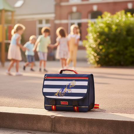 Cartable berenice 38 cm à rabat et poche zippée, 2 compartiments Bleu 2 - vertbaudet enfant 