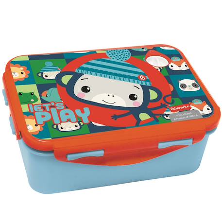 Boîte à goûter enfant 17 cm à rabat - singes - fisher-price Blanc / bleu / bleu 1 - vertbaudet enfant 