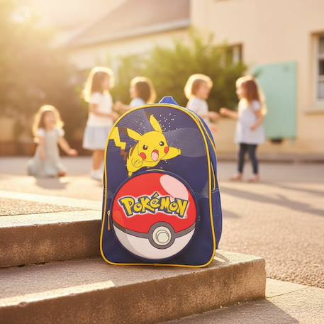 Sac à dos scolaire imprimé pokéball pikachu pokémon 43 cm Bleu / jaune / gris 2 - vertbaudet enfant 