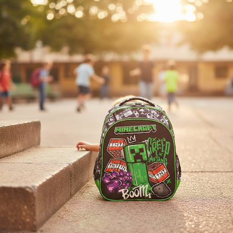 Sac à dos avec roulettes minecraft metro art 30 cm - trolley maternelle Noir / vert / gris 2 - vertbaudet enfant 