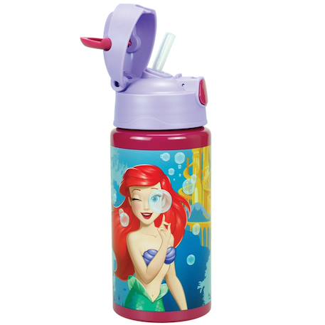 Gourde aluminium la petite sirène ariel 500 ml avec paille disney princess Violet clair 1 - vertbaudet enfant 