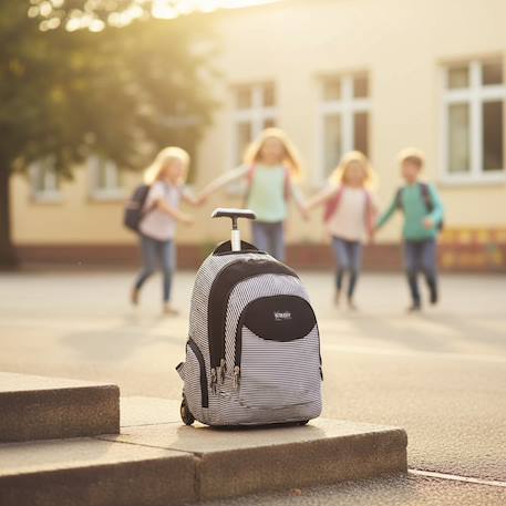 Sac à dos trolley street rayé et 47 cm Noir / blanc 2 - vertbaudet enfant 