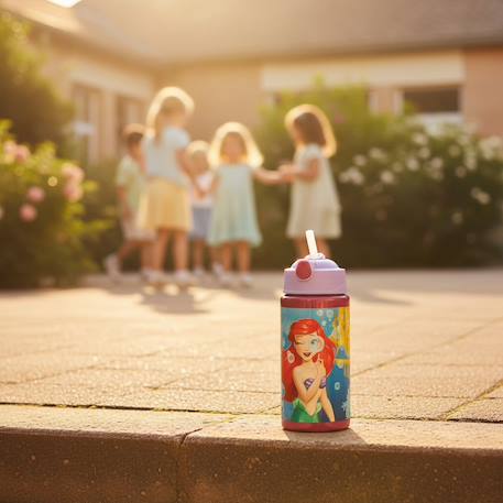 Gourde aluminium la petite sirène ariel 500 ml avec paille disney princess Violet clair 2 - vertbaudet enfant 