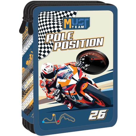 Fille-Trousse remplie 2 compartiments tissu imprimé pole position must team