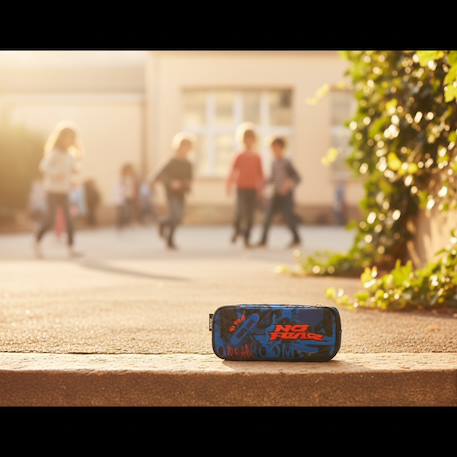 Trousse double textile motif skateboard Bleu / noir / blanc 2 - vertbaudet enfant 