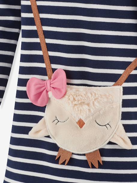 Robe rayée avec chouette fille Happy Girls marine+rose nude 3 - vertbaudet enfant 