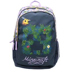 -Sac à dos scolaire motif creeper floral minecraft avec 2 compartiments 44 cm