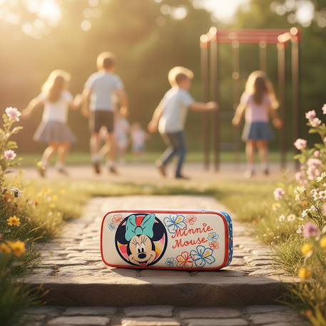 Trousse scolaire tissu matelassé minnie mouse fleurs Jaune 2 - vertbaudet enfant 