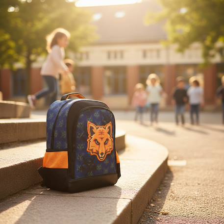 Sac à dos cmp avec motif renard appliqué en textile premium Bleu marine/orange fluo 2 - vertbaudet enfant 