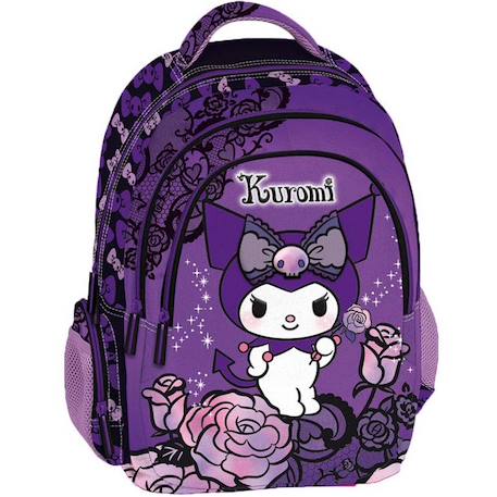 Sac à dos 42 cm kuromi fleurs - 2 compartiments zippés Noir / violet 1 - vertbaudet enfant 