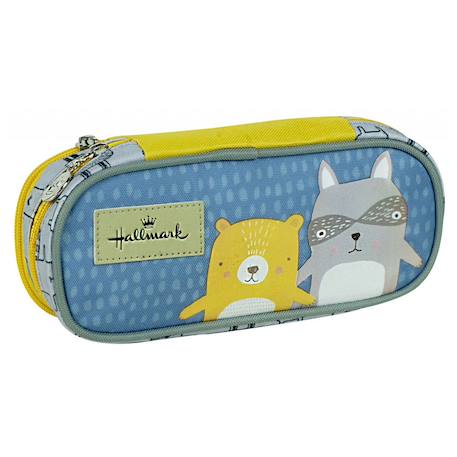 Fille-Trousse scolaire textile 2 compartiments zippés hallmark 23 cm