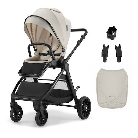 Poussette Kinderkraft VESTO 2 pliage avec assise installée, siège réversible jusqu’à 22 kg, roues 8/11”, éco-cuir Beige+Gris+Noir 1 - vertbaudet enfant 
