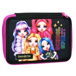 -Trousse garnie à 2 compartiments imprimée rainbow high school spirit 18 cm